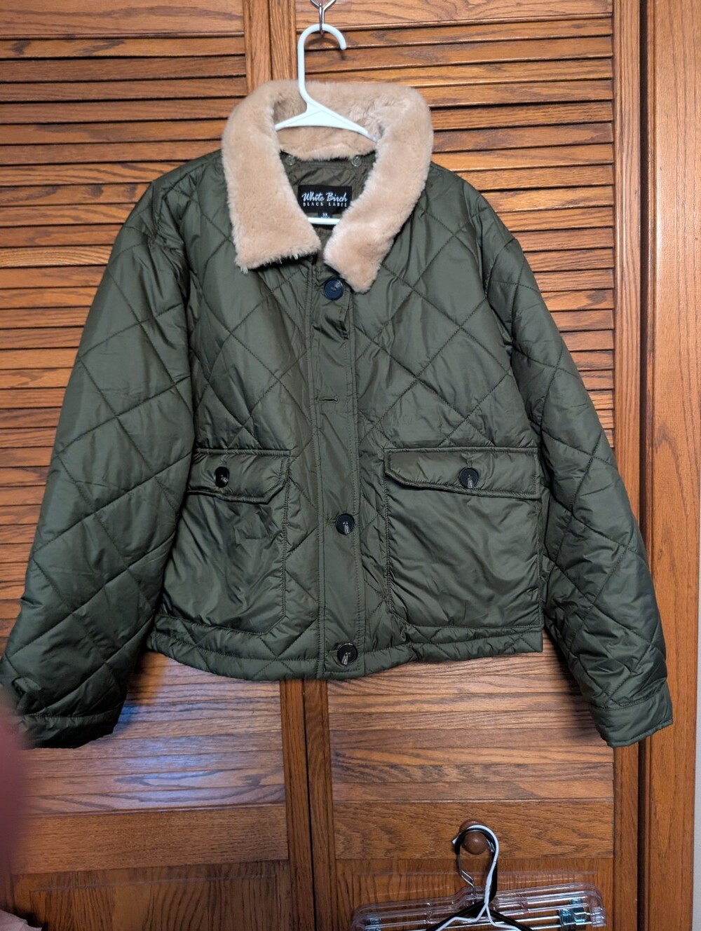 White Birch Black Label NWOT Green Winter Jacket Quilted With Faux Fur Size 3x